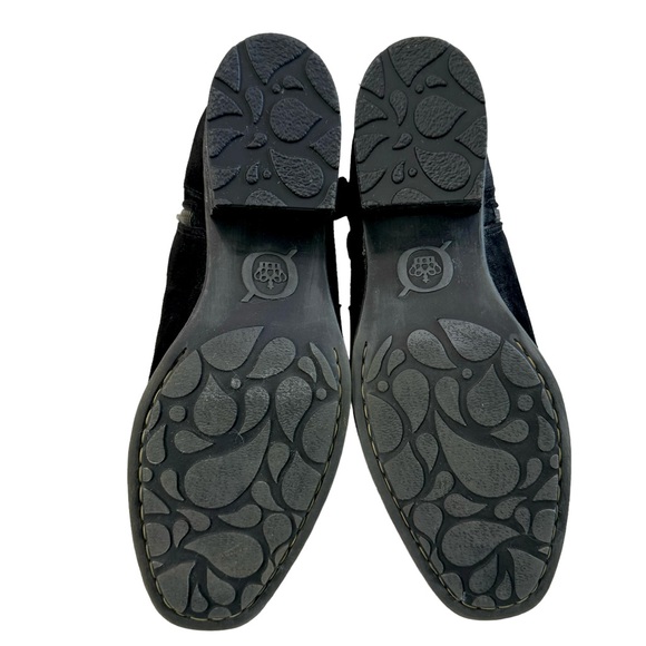 Born Morocco Black Distressed Suede Block Heel Ankle Booties Size 10 - Picture 12 of 16